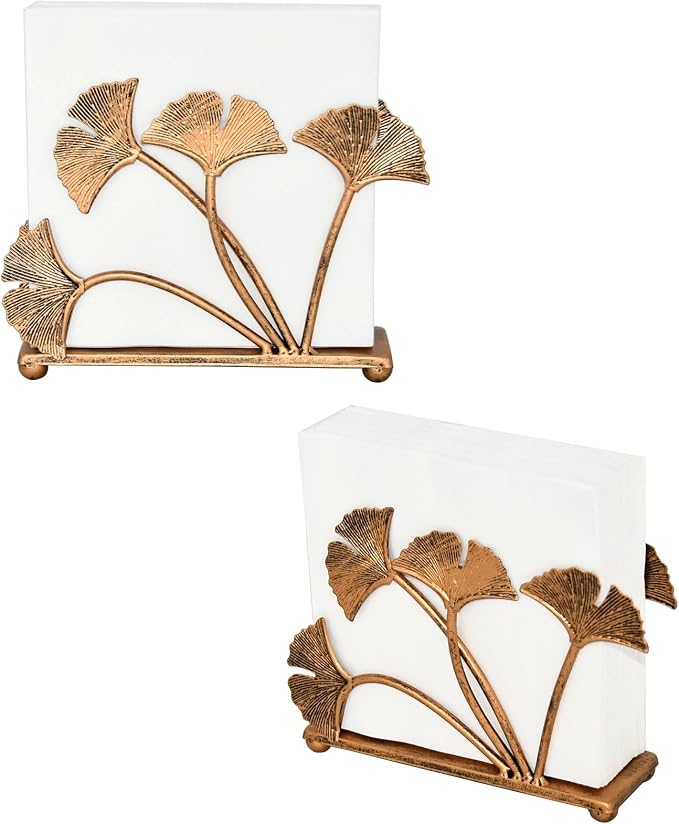 OwlGift Set of 2 Modern Ginkgo Leaves Design Napkin Holder - Image 2