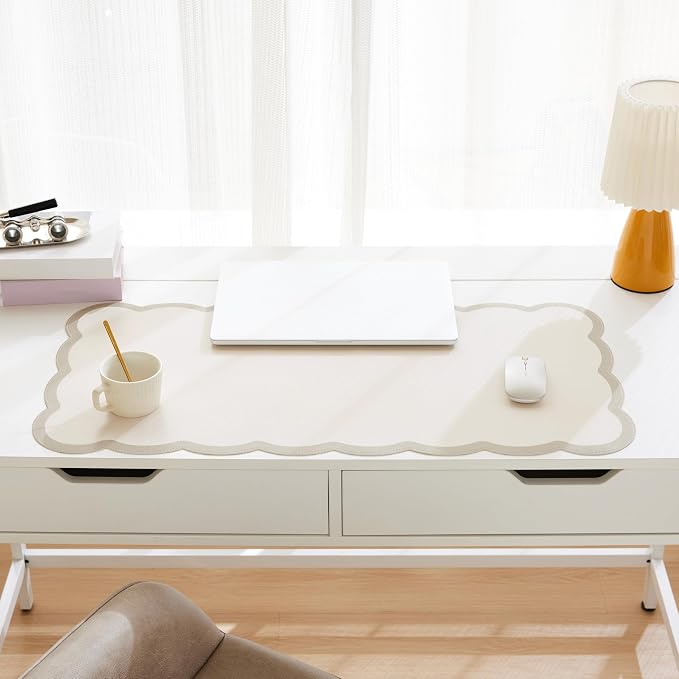 Scalloped Desk Mat, 31.5" x 15.7" Large Cute Aesthetic Desk Accessories - Image 2