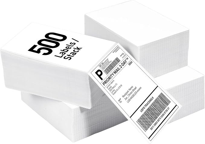 Fanfold 4" x 6" Direct Thermal Labels 2000 Thermal Printer Paper 4 Stacks by LuckyGuard