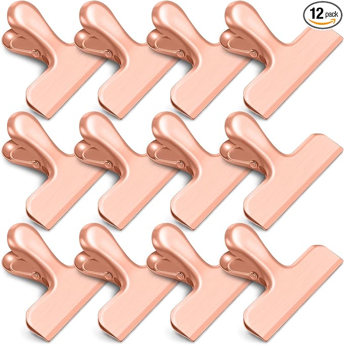 Chip Clips, 12 Pack Bag Clips, Stainless Steel Chip Clip, Metal Clip by WUDIME