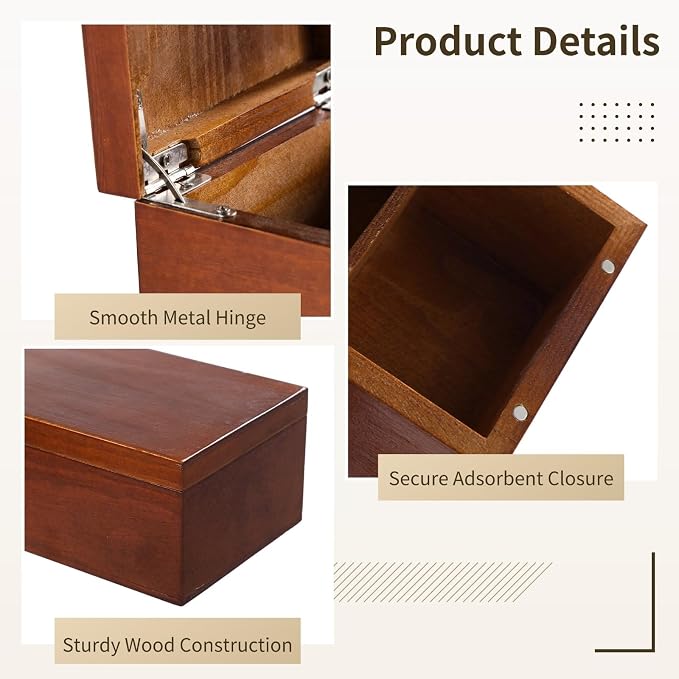 Wooden Business Card Holder, 4-Compartment Card Storage Box, Business Card - Image 4