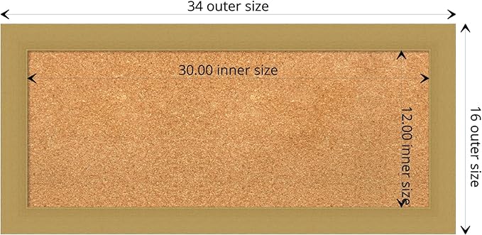 Amanti Art Natural Cork Board for Wall, 16x34 Vision Board with Gold Frame, Medium Corkboard Office Decor for Home Organization, Casual Corkboard Pinboard to display items for home organization-DeskLoop Office