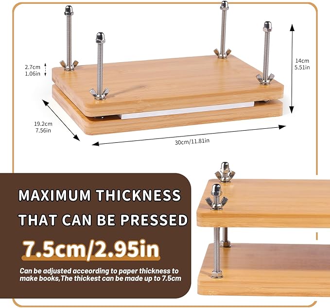 45 Pcs Book Binding Kits Bookbinding Kit Book Press 7.9”x11.6” with Book Binding Materials Bone Folder Tool Binding Cloth Webbing Strap and Storage Bag for Binding and Repair-DeskLoop Office