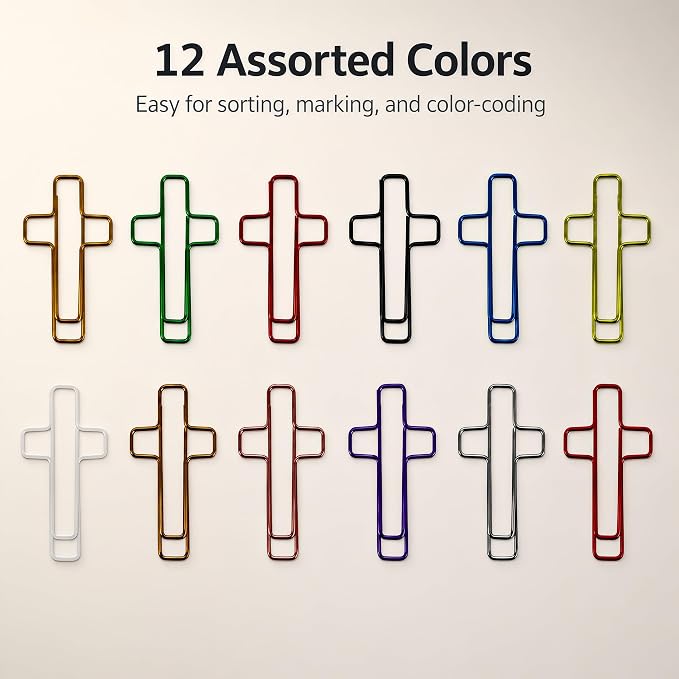 240 Pcs Cross Paper Clips, 1.34 x 0.8 Inch Multicolor Metal Bookmark Clips - Image 2