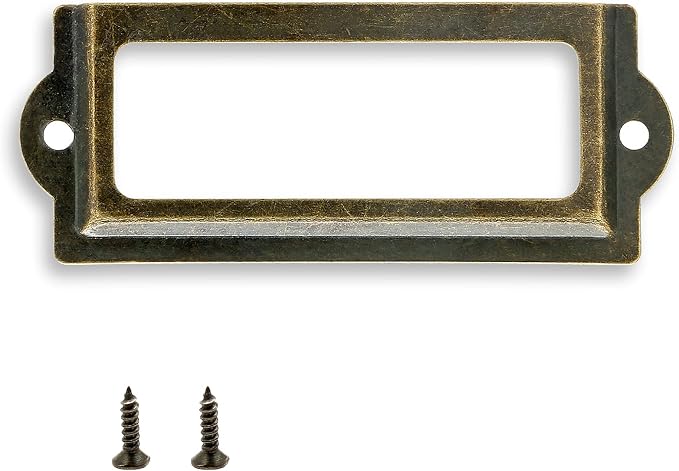 Antique Label Holder, 3.3 Inch, Office File Cabinet Shelves Drawer, Name Card by Rierdge