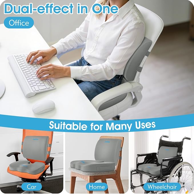CushZone Ergonomic Seat Cushion & Lumbar Support Pillow - Image 5