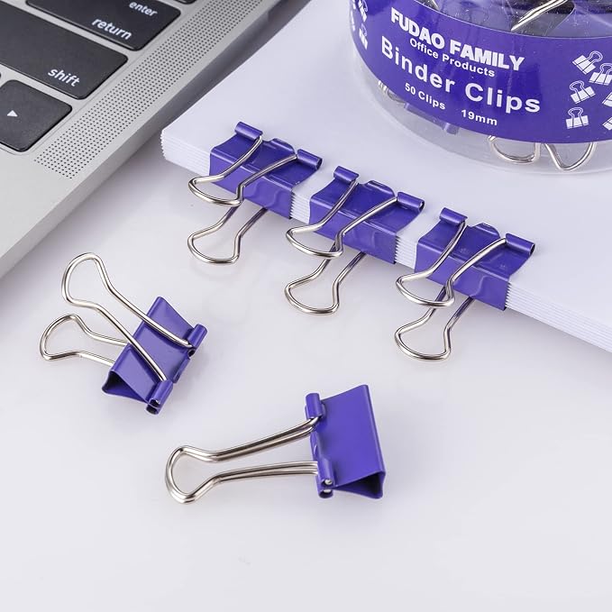 Small Purple Binder Clips, 3/4 Inch, 50 Pack Mini Clips - Image 6