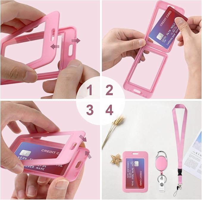 ID Badge Holder with Retractable Reel & Detachable Lanyard Clip, Double-Sided - Image 4