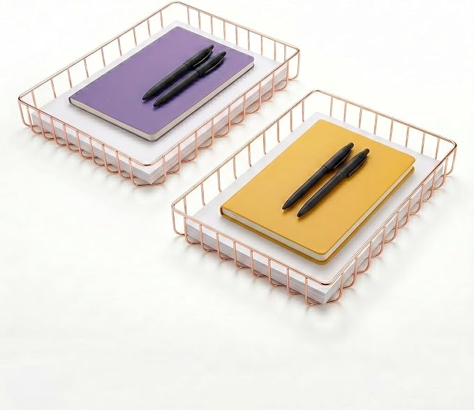 Elegant Gold Wire Desk Tray Organizer by Home