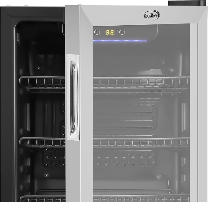 KoolMore 18 in. 3.2 Cu. Ft. Beverage Refrigerator Merchandiser with Stainless Steel Trim and Touch Panel For Soda, Beer or Wine Perfect for Use in a Commercial or Home Setting, ETL Listed (KM-BR32SS)-DeskLoop Office