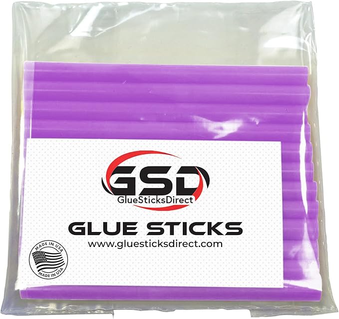 Mini Size Hot Melt Glue Sticks for Glue Gun - Bulk 4in Translucent Purple Glue Sticks - Great for Art Craft Repairs & Compatible w/Most Glue Guns - 5/16" X 4" (24 Sticks) - USA Made-DeskLoop Office