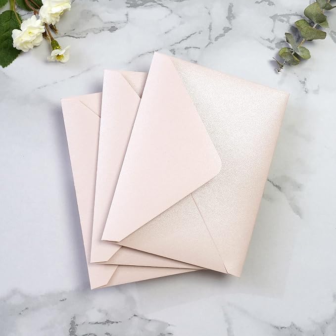 PONATIA 50 Pack A1 Envelopes, 3.62 x 5.2'' Blush Pink Envelopes Perfect - Image 8