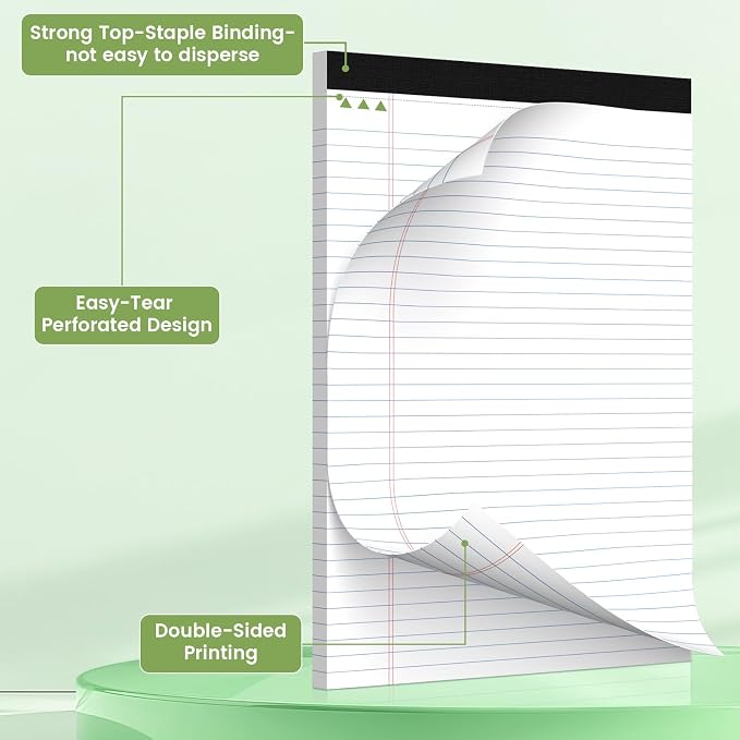 2 Pack Legal Pads 8.5" x 11", Wide Ruled Writing Notepads, 50 Sheets/Pad - Image 4