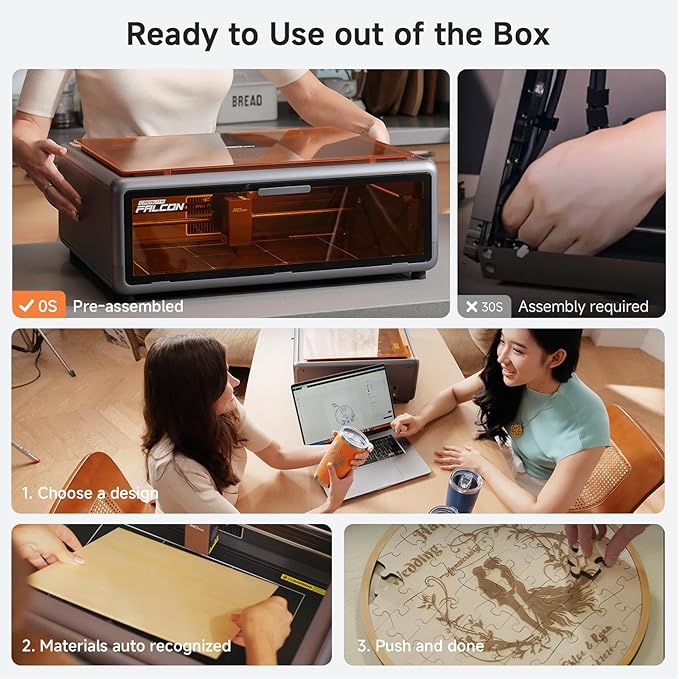 Creality Falcon A1 10W Laser Engraver, Enclosed Laser Cutter with Air Assist, HD Camera Positioning, Beginner-Friendly, Class 1 Safety Laser Engraving Machine for Wood and Metal, Acrylic-DeskLoop Office