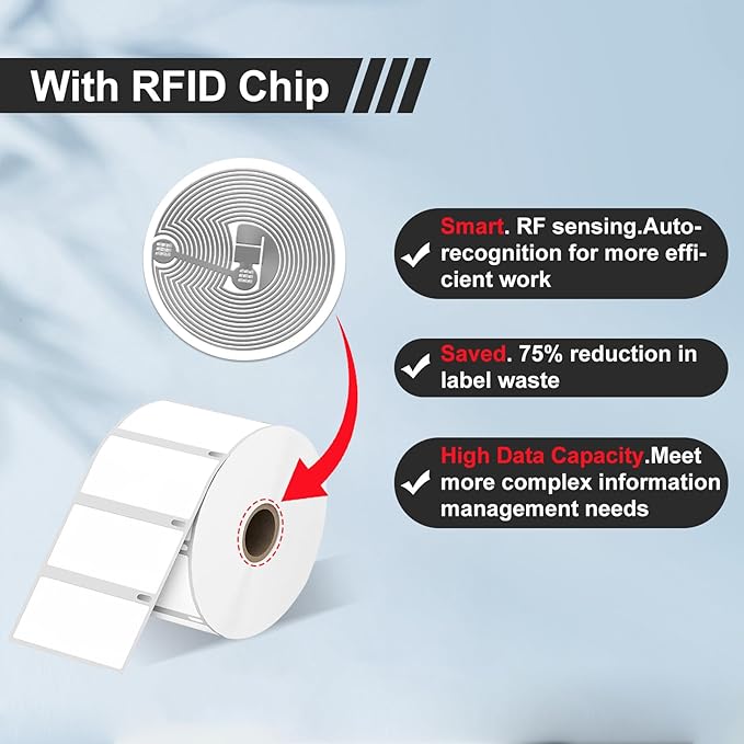 RGiNK for DYMO 550 Labels (30334 with RFID Chip) Multipurpose Barcode Labels (2-1/4" x 1-1/4"), Perforated, Compatible with DYMO Labelwriter 450 4XL 550&5XL 550 Turbo Printers [6 Rolls, 6000 Tags]-DeskLoop Office