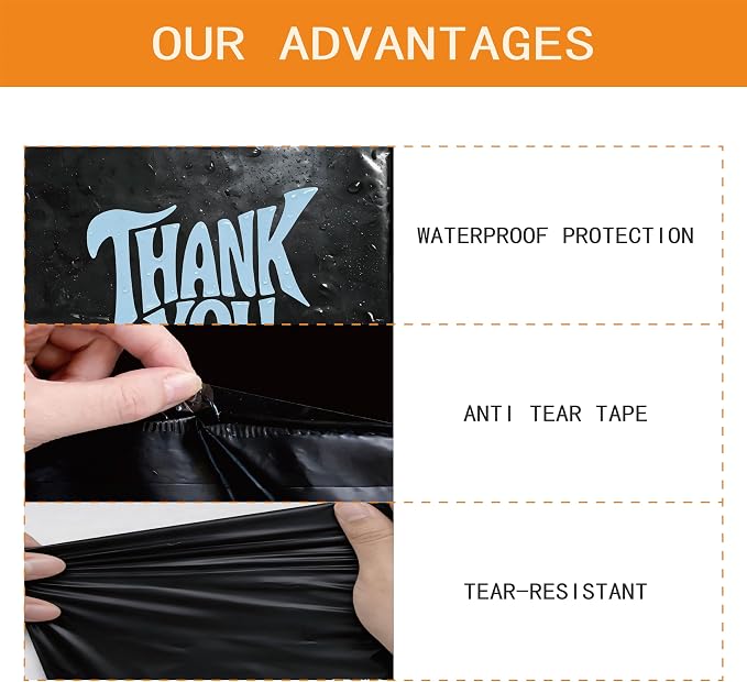 POLYSELLS Thank You Poly Mailers 12x15.5 inches 50 Pcs Waterproof Self-Sealing - Image 4
