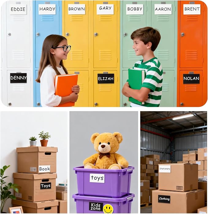 4x6 Inch Removable Storage Bin Labels 100 Pcs and 2 Markers, Water Oil Tear - Image 8