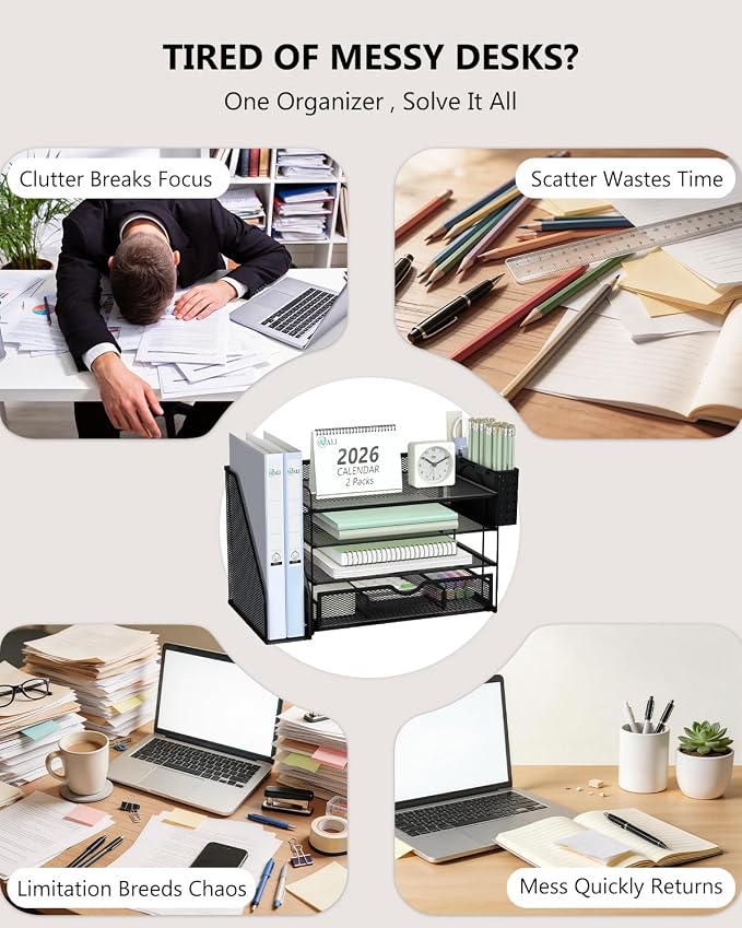 WALI Desk File Organizer, 4 Tier Desktop Paper Letter Tray Organizer - Image 3
