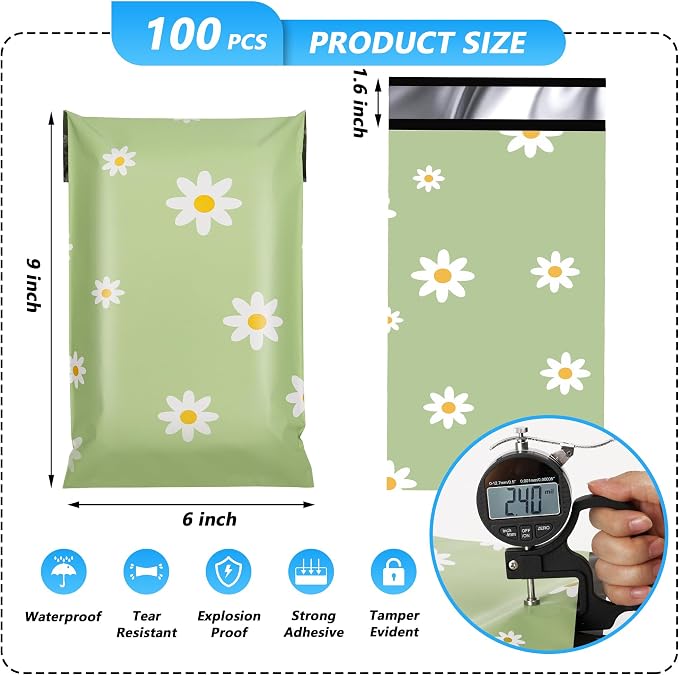 Poly Mailer 6x9 Inch 100 Pcs, Waterproof and Tear-Resistant Shipping Bags - Image 2