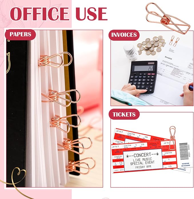 100 Pcs Paper Clips Metal Wire Hollow Out Clothespins Multi Purpose Utility - Image 4