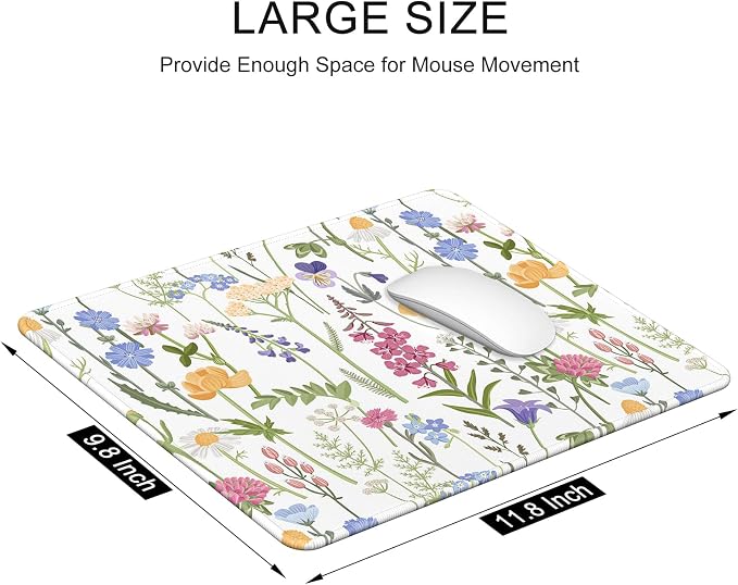 Auhoahsil Mouse Pad, 12 x 10 in Simple Flower Theme Computer Mouse Pad - Image 3