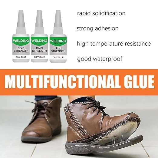 150ML Wood & Parquet Adhesive, Welding High-Strength Oily Glue, Universal Super Glue Gel, Instant Bonding, Strong Adhesion, Repairs Last Long Time for Metal, Wood, Ceramics,Leather, Glass (3Pcs)-DeskLoop Office