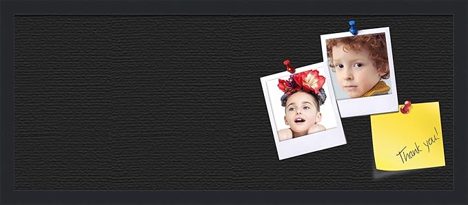 PinPix 30x12 Inch Cork Bulletin Board. This Decorative Framed Pin Board Comes with Solid Black Design and a Satin Black Frame. Ideal for Home Office Decor or Message Board (PinPix-622)-DeskLoop Office