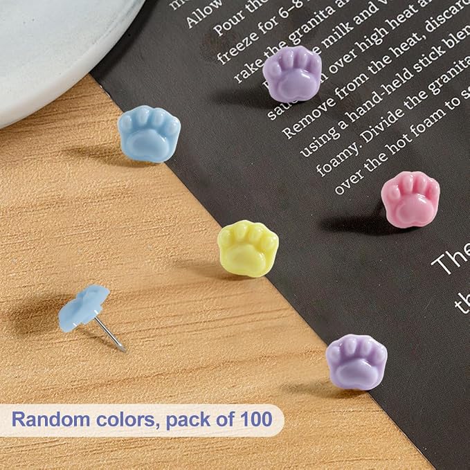 100Pcs Cute Cat's Paw Decorative Push Pins, Bulletin Board Tacks, Cork Board - Image 3