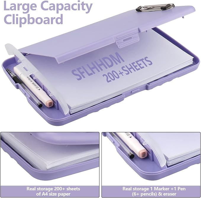 SFLHHDM Clipboard with Storage, Clip Boards 8.5x11, Plastic Clipboard with Pen - Image 2