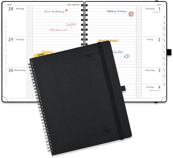 POPRUN 2027 Planner, 8.5" x 10.5" Weekly Calendar Book, Daily Appiontment Book by POPRUN