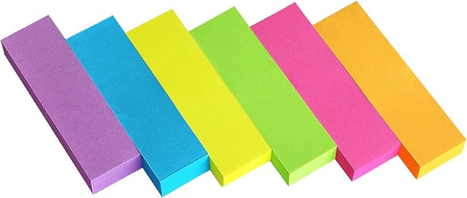 Eastern Wolf 30 Pads 0.5x1.8 Sticky Notes Flags Tabs Page Markers 6 Bright by EasternWolf