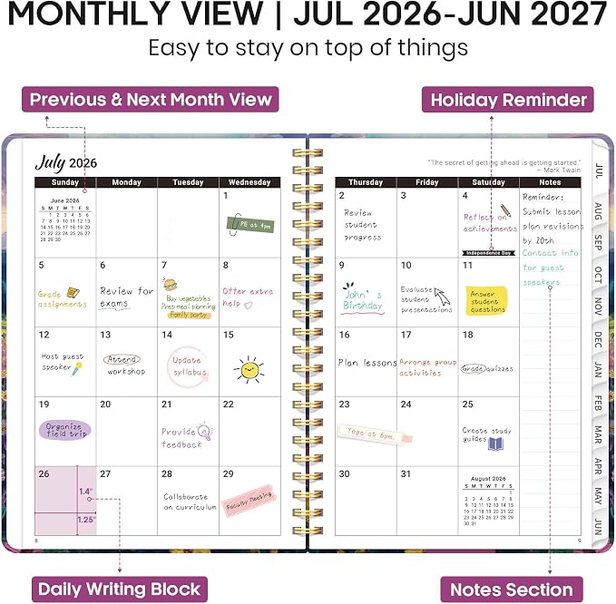Academic Planner 2026-2027, Weekly and Monthly Calendar Book, July 2026 – June - Image 2