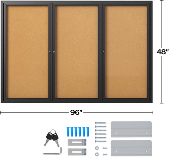 INNOVART Enclosed Bulletin Board 96”x48”, Lockable Cork Noticeboard - Image 2