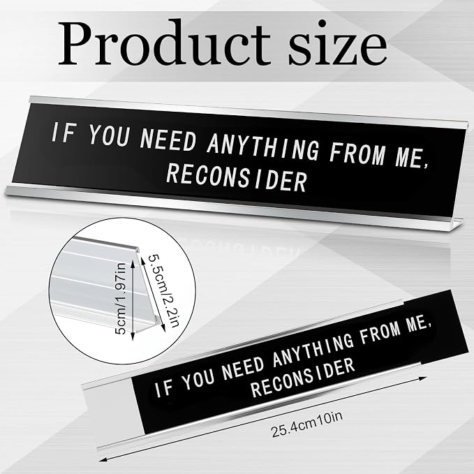 Menkxi Funny Desk Signs for Office, Novelty Nameplate Office Decor Black Desk - Image 2