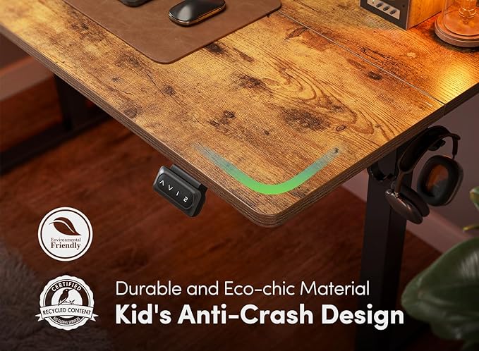 FEZIBO Electric Standing Desk, 60 x 24 Inches Height Adjustable Stand up Desk, Sit Stand Home Office Desk, Computer Desk, Rustic Brown-DeskLoop Office