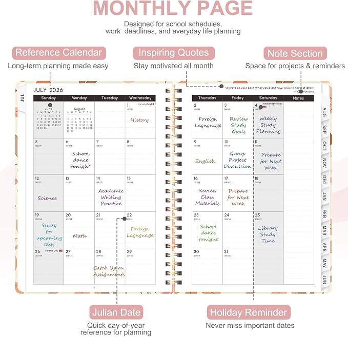 Planner 2026-2027, Weekly and Monthly Academic Year Calendar Planner, July 2026 - Image 3