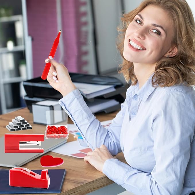 Red Stapler and Tape Dispenser Set - Image 5