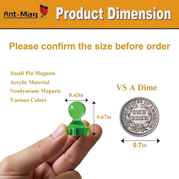 Ant Mag Magnetic Push Pins, 72 Pack Strong Whiteboard Magnets - Image 2