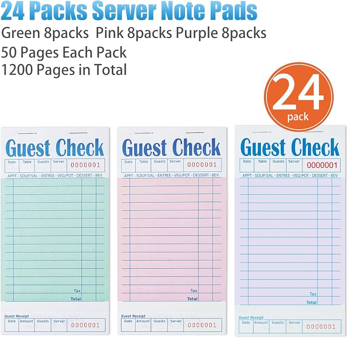 ZPARIK 24 Pack Guest Checks Books - Image 2