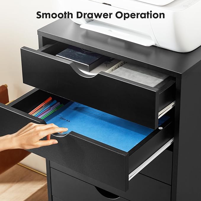 OLIXIS 7 Drawer File Cabinet on Wheels, Printer Stand | Fits Under Desks - Image 5
