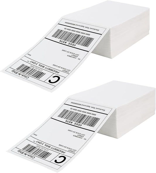 Fanfold Direct Thermal Shipping Labels 4''x6'' 600 Labels/2 Stacks (300 Pcs per Stack), Compatible with Zebra Rollo Beeprt Printer Ultra Adhesive-DeskLoop Office