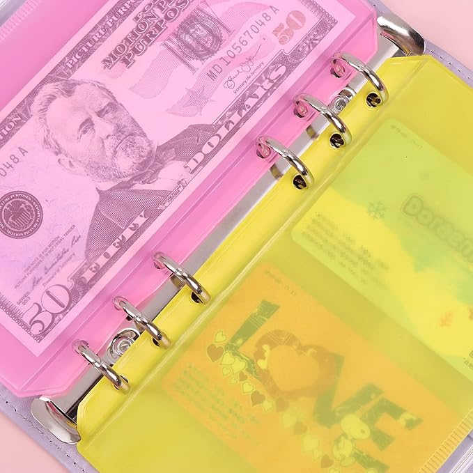 7 Pack A6 6 Holes Binder Pockets Plastic Binder Zipper Folders Waterproof 6 - Image 3