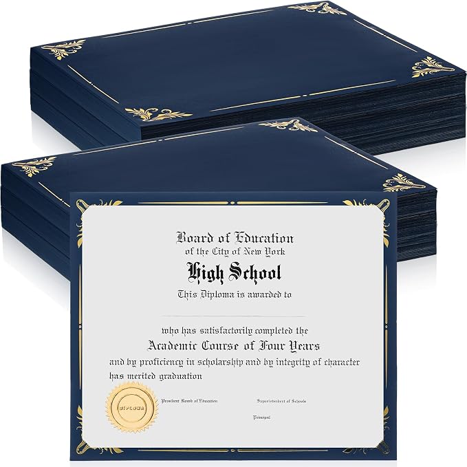 Fainne 250 Pcs Certificate Holder Foil Border Bulk 8.5 x 11 Inch Single Sided by Fainne