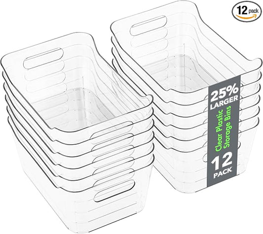 Tiawudi 12 Pack Plastic Storage Bins, Pantry Organizer, Shelf and Fridge by Tiawudi