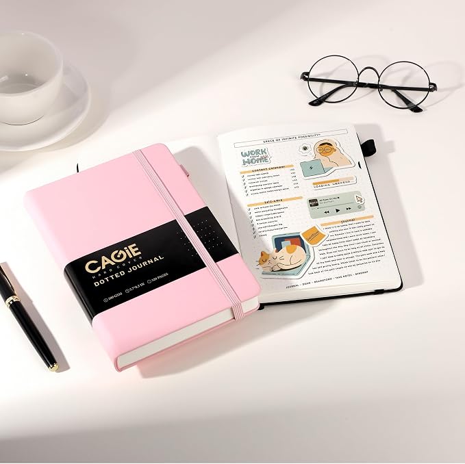 CAGIE Bullet Dotted Journal Notebook 320 Pages 100 GSM Paper Hardcover A5 Dot - Image 2