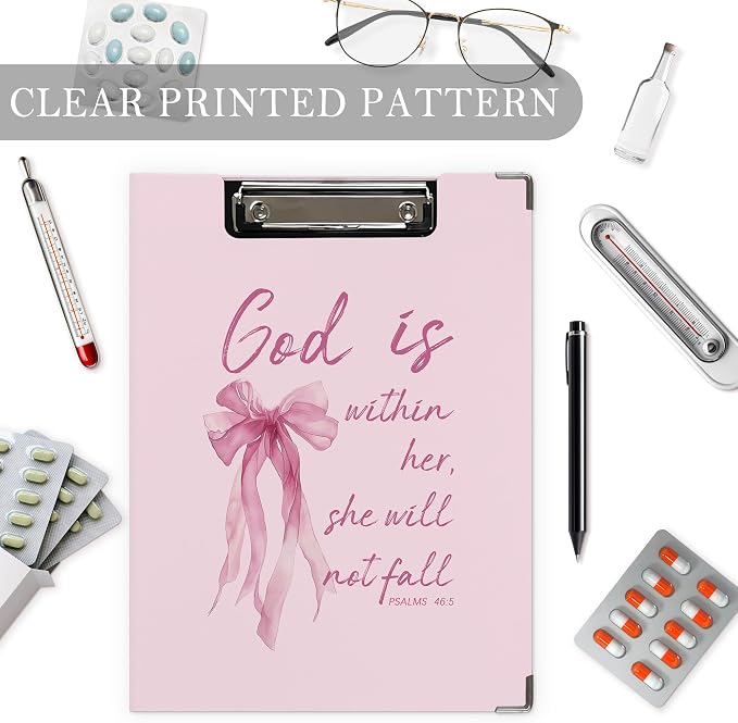 Coquette Pink Bow Christian Clipboard Folio - Image 3