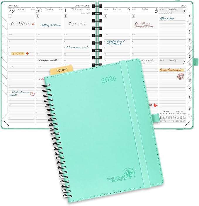 POPRUN 2026 Planner with Hourly Schedule, Vertical Layout by POPRUN