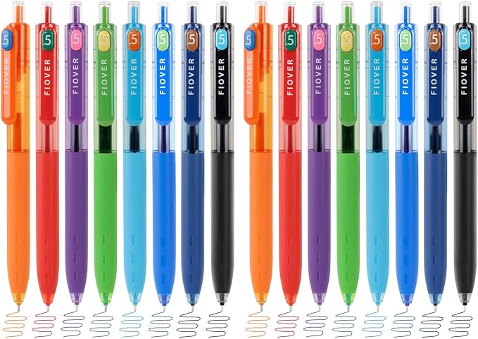 FIOVER Colored Gel Pens, 0.5mm Quick Dry Ink Fine Point Smooth Writing Colorful by FIOVER