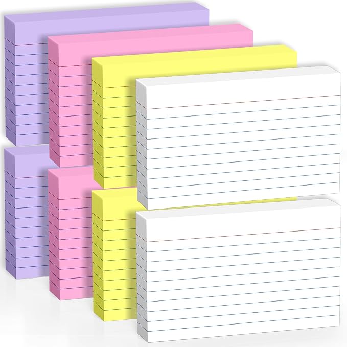 Colored Index Cards 3x5, Flash Cards College Ruled by Nichela