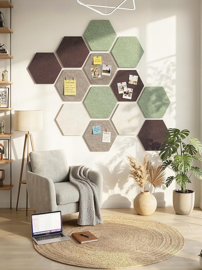 8 Pack Hexagon Felt Bulletin Board Tiles - Image 3